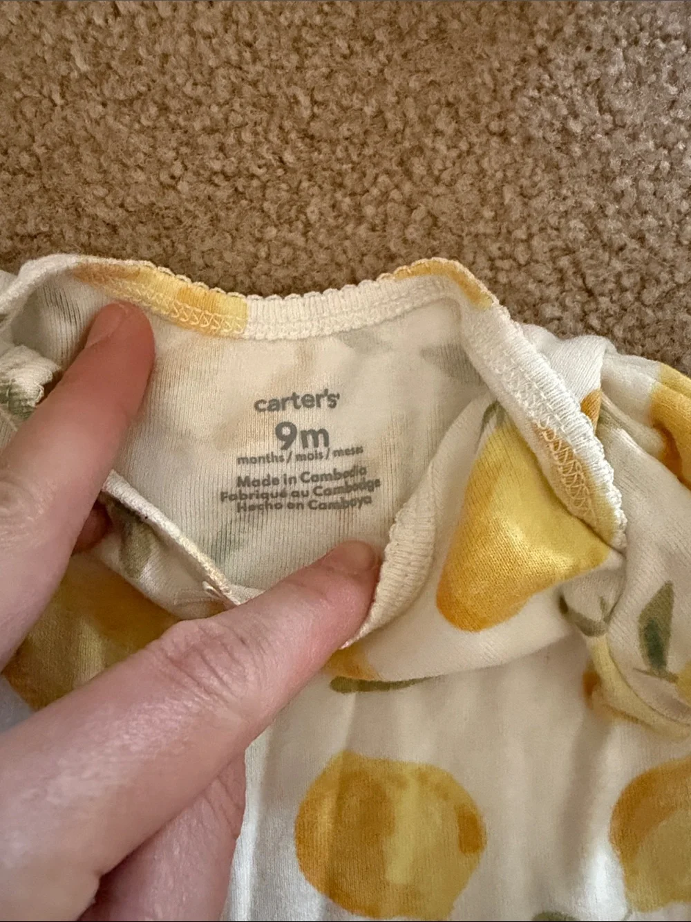 Carter's Baby One-Piece Duo with Yellow Lemon and Pink Peach Prints